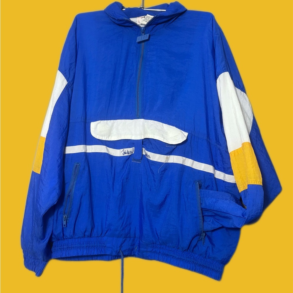 Vintage 80s John Weitz Windbreaker Blue Lightweight Size XL
